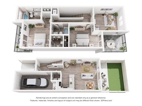 Floor plan for 3 beds, 2.5 baths, 1508 sqft